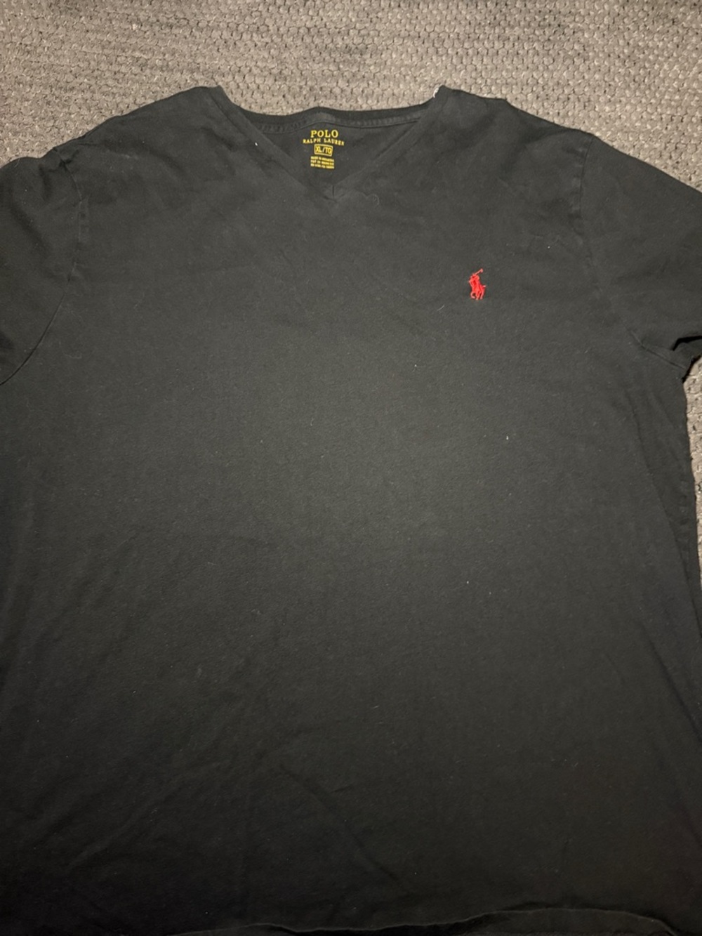 Polo by Ralph Lauren Black V-Neck Tee with Red Pony Logo